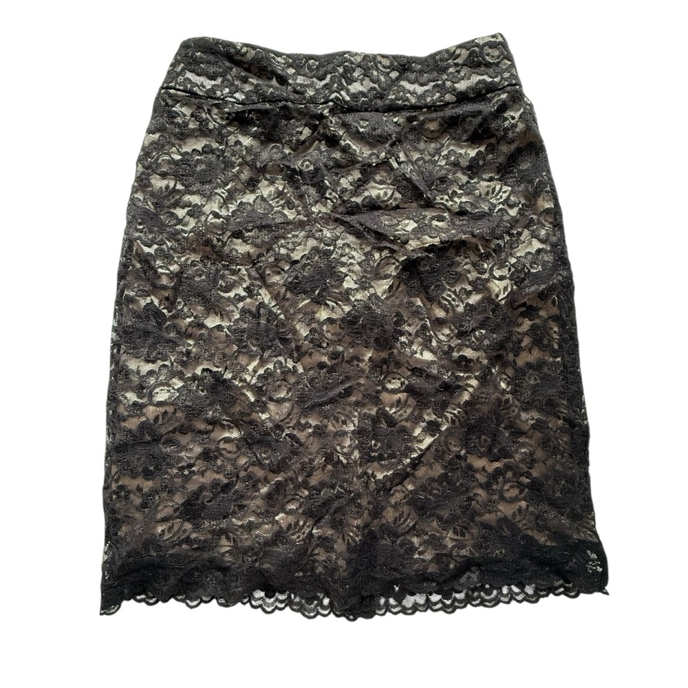 Banana Republic Black Lace Satin Lined Mini Skirt with‎ Zip Size XXS